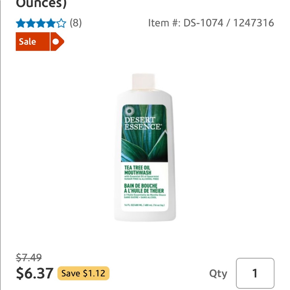 Tea Tree Mouthwash Sugar & Alcohol Free Spearmint